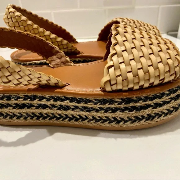 Penelope Chilvers Tan Plaited Leather Espadrille 38 - Picture 2 of 6